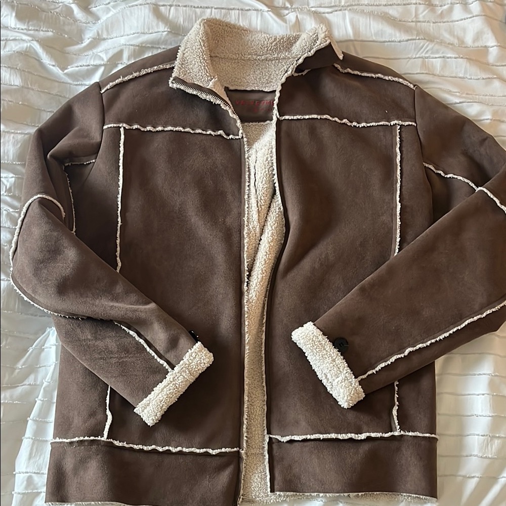 Men's Brown Sherpa-Lined Jacket